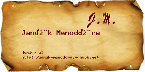 Janák Menodóra névjegykártya